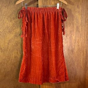 H&M Orange Crushed Velvet Skirt with Side Ties Sz 6